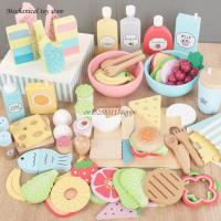Wooden Pretend Play Food Kitchen Toys Classic Cutting Cooking Set Kids HousePlay Educational Imitation Game Toys for Girls Boys