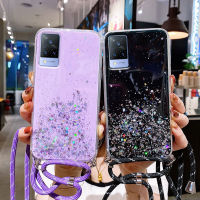 สายยาวเคสโทรศัพท์ Vivo V21 5G เคสซิลิโคนนิ่ม Vivo V20 SE V20 Pro Starry Sky ออกแบบโทรศัพท์พร้อมสายคล้องคอปรับได้