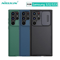 Nillkin แฟชั่น กล้อง ปกป้อง เคส สำหรับ Samsung Galaxy S22 Ultra / S22 / S22 Plus / S23 Ultra 5G / S23 Plus 5G / S23 5G เคสโทรศัพท์ ธุรกิจ TPU + PC กล้องป้องกันการกระแทกความเป็นส่วนตัวฝาหลัง