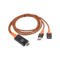 2021 HOT Portable Size Nylon Wire Braided USB Female to HDMI-compatible Male HD Adapter Cable Support Type-C Lightning Cable