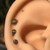 3Pc/Set Opal Ear Studs Cartilage Trinity Earring 16G Surgical Steel Internal Thread Flower Labret Rings Piercing Woman Jewelry Body jewellery