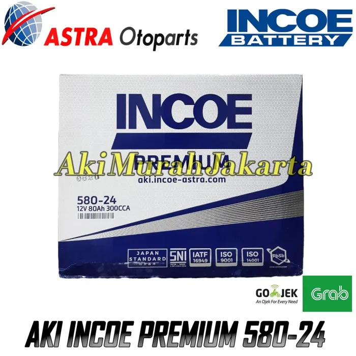 Aki Mobil 58024 / 580-24 INCOE PPREMIUM Astra 12V / 80Ah Aki Basah