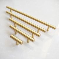 ℡❀﹊ Modern Gold Kitchen Door T Bar Straight Handle Knobs Cabinet Pull Drawer Diameter 10mm Stainless Steel Handles Furniture Handle