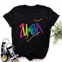 เสื้อยืดสีดำ Zumba สำหรับฤดูร้อนแฟชั่นชุดฟิตเนสเต้นรำเสื้อเสื้อยืดกราฟิกสำหรับผู้หญิงเสื้อยืดคนรักกีฬายิมนาสติกสำหรับผู้หญิง