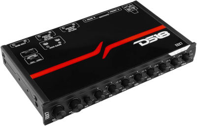 DS18 EQX7 Equalizer 7 Bands with auto Hi/Lo line Selector, Two Rear inputs (Main and Aux), 8 Volts Front, Rear and Sub Output 7 Band EQ w/ Crossover
