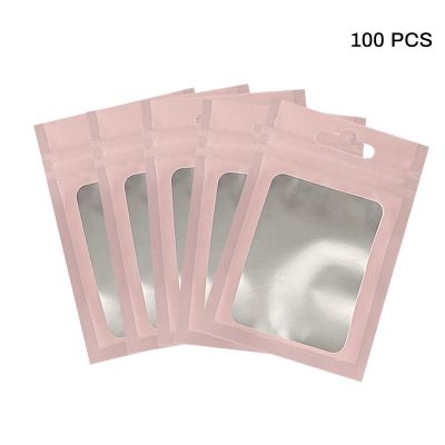 100Pcs/Pack Matte Zip lock Plastic Bag Aluminum Foil Hologram Food Pouch Small Waterproof Zipper Resealable Pouches 3 Size