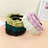 【CW】 Korean Fashion Color Fold Fabric Hairband Knitting Headband for Makeup Headdress  Accessories