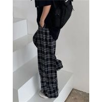 MEXZT Black Women Plaid Pants Casual Oversize Loose Wide Leg Trouser Retro Teens Harajuku Hip-hop All-match Streetwear S - 3XL