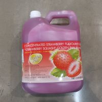 น้ำสตอเบอรี่ 4500 ml น้ำผลไม้น้ำหวานน้ำสตอเบอรี่เข้มข้น Strawberry juice 4500 ml. Fruit juice, sweet juice, concentrated strawberry juice.