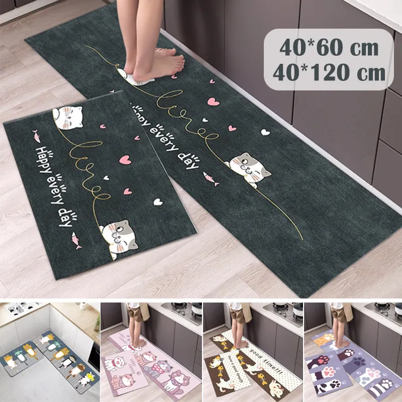 cartoon long non-slip kitchen mat cover