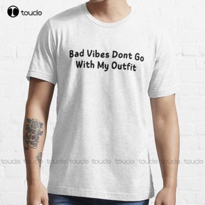 Bad Vibes Dont Go With My Outfit Trending T-Shirt Polo&nbsp;Shirts Outdoor Simple Vintag Casual T Shirts&nbsp;Fashion Tshirt Summer