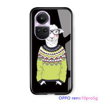 เคสฝาหลังกระจกนิรภัยมันวาวสำหรับ OPPO Reno10 Pro 5G ลายผู้ชายแฟชั่นสร้างสรรค์ของนายสัตว์เคสโทรศัพท์