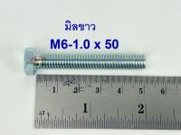 สกรูมิลขาวเกลียวตลอด ปะแจเบอร์10 ขนาด M6-1.0 x 50 (บรรจุ 100 ตัว)