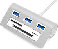 Sabrent Premium 3 Port Aluminum USB 3.0 Hub with Multi-in-1 Card Reader (12" Cable) for iMac, All MacBooks, Mac Mini, or Any PC (HB-MACR)