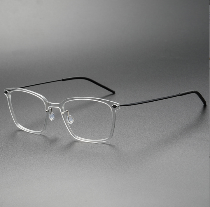 Square Frame Pure Titanium Acetate Eyeglasses Men Vintage Optical Eyewear Replaceable Lens 6956