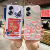 ใหม่ เคส Phone Case Honor X5 Plus X6a X9a X8a X7a X9 X8 X7 X6 70 4G 5G เคส Ins ฤดูร้อนแฟชั่นดอกไม้ใส่การ์ด เคสโทรศัพท์ น่ารักยิ้มทิวลิปสีชมพูกันกระแทกกรอบ2023