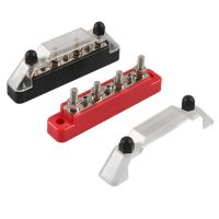 Positive Negative Bus Bar Battery Power Distribution Block 4 x M6 Car Terminal Block Studs 3 x M4 Terminal Bus Screws