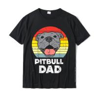 Mens Pitbull Dad Sunset Retro Pittie Pitty Pet Dog Owner Men Gift T-Shirt Tops &amp; Tees Coupons Group Cotton Male Top T-Shirts