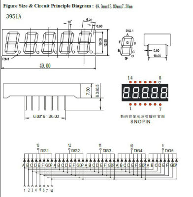 5บิตหลอดดิจิตอลจอแสดงผล Led 7ส่วนสีเขียว0.39นิ้วขายส่งทั่วไปแคโทด0.39 