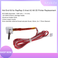 DIY Hot End Kit 0.4mm Nozzle &amp; M6 30mm Extruder Throat &amp; 12V 40W Heater &amp; NTC 3950 Thermistor &amp; Aluminum Heater Block for RapRep i3 Anet A2 A8 3D Printer Replacement