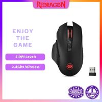 M656 7h7w Redragon Gainer เมาส์สำหรับเล่นเกมส์ไร้สาย4000 DPI 2.4Ghz เมาส์เล่นเกมไร้สาย W/5 DPI,7ปุ่มแมโคร,เมาส์แบ็คแล็กบาส LED สีแดง