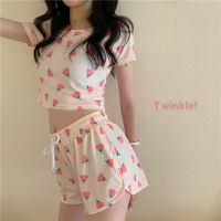 2021Korean Girls Pajamas 2021 New Summer Kawaii Flower Print Pyjamas Cute Plus Size Pijamas Sweet Two Piece Sets Soft Home Suit