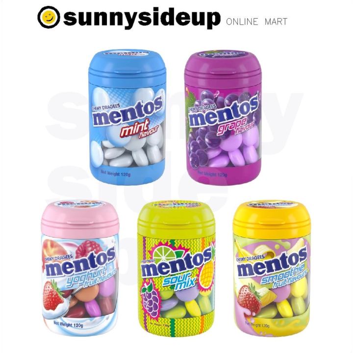 [SUNNY] Mentos Chewy Dragees Bottle 1 x 120g Mint | Grape | Sour Mix ...