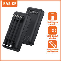 Basike พาวเวอร์แบงค์ เพาวเวอร์แบงค์ าวเวอร์แบงค์ Power bank 20000mAh ใหม่ล่าสุด แบตสำรอง ชาร์จเร็ว รองรับระบบ Fast Charging สายชาร์จ 4 เส้น พาวเวอร์แบงค์ความจุขนาดใหญ่