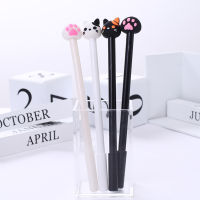 24pcs Korean Kawaii Cute Black Cat Paw Pens Funny Pen School Writing Blue Ink Rollerball Girl Stationery Goods Kawai Stationary