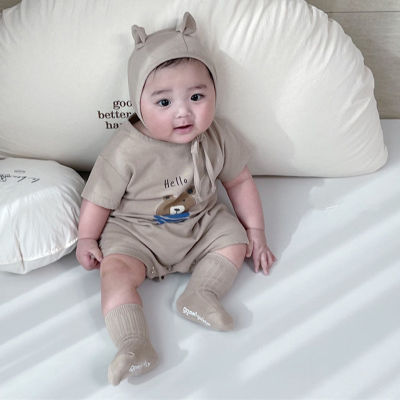 Newborn Baby Infant Boy Romper Hat 2pcs Clothes Set Todler Jumpsuit Short Sleeve Bodysuits One-Pieces