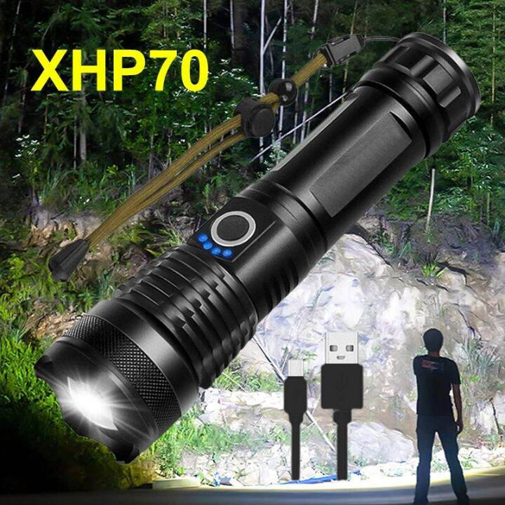 ไฟฉาย-xhp-70อันทรงพลัง-usb-ไฟฉายชาร์จไฟได้5โหมดโคมไฟไฟฉายซูมนำไฟฉายระยะไกลสำหรับตั้งแคมป์