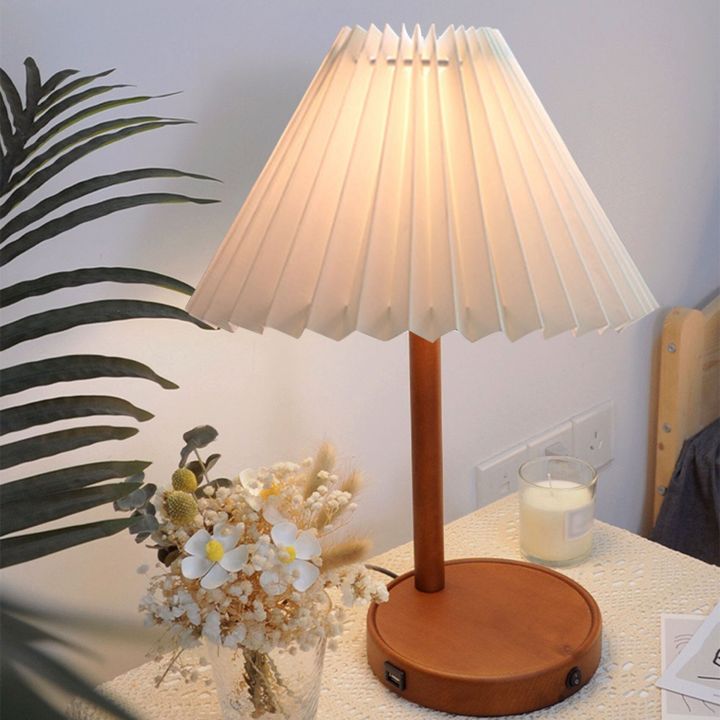 โคมไฟจับจีบตั้งโคมไฟตั้งโต๊ะสไตล์ญี่ปุ่นมีจีบโคมไฟโคมไฟโต๊ะห้องนอน-b