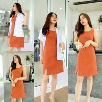 Common Cold Dress รุ่น Carrot Cake (สีส้มเข้ม) ผ่าหน้า