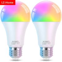 2ชิ้นหลอดไฟไฟ LED สมาร์ท9W 800LM WiFi และบลูทูธหรี่แสงได้หลอดไฟเปลี่ยนสีได้หลอดไฟเสียง/ระยะไกลการควบคุมบลูทูธ