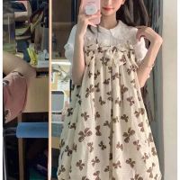 CUI YI SHOP Middle-aged and older childrens new Korean style floral suspender dress student girl summer bow versatile