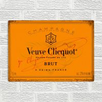 Veuve Clicquot Brut โปสเตอร์แชมเปญภาพวาดรูปกระป๋องป้ายดีบุกป้ายโลหะวินเทจโปสเตอร์โลหะ Hiasan Dinding Rumah-Kk112