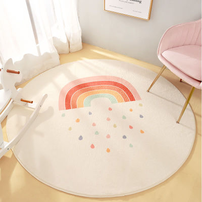 Cartoon Soft Round Kids Room Carpet Home Decor Fluffy Rugs For Bedroon Non-Slip EntranceHallway Doormat Children Play Tent Mat