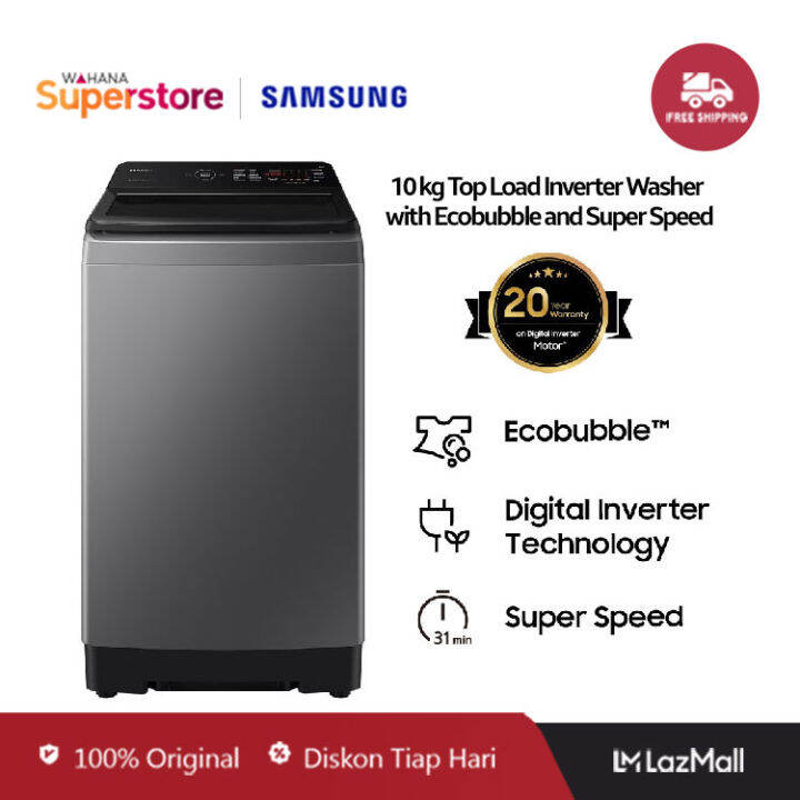 Samsung Mesin Cuci Top Loading Ecobubble 10 KG - WA10CG4545BDSE ...