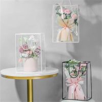 Transparent Tote Bag Handbags Gift Bag Florist Decoration Flower Bouquet Wrapping PVC Packaging Bags  wedding gifts packaging Gift Wrapping  Bags