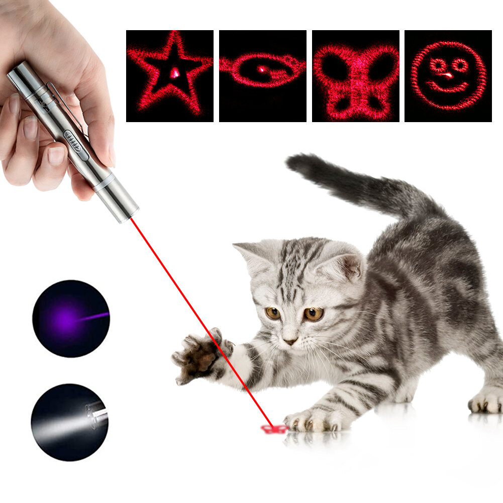Red Laser LED Light Pet Cat Toys Laser Pointer Pen Interactive Toy 4 Patterns 