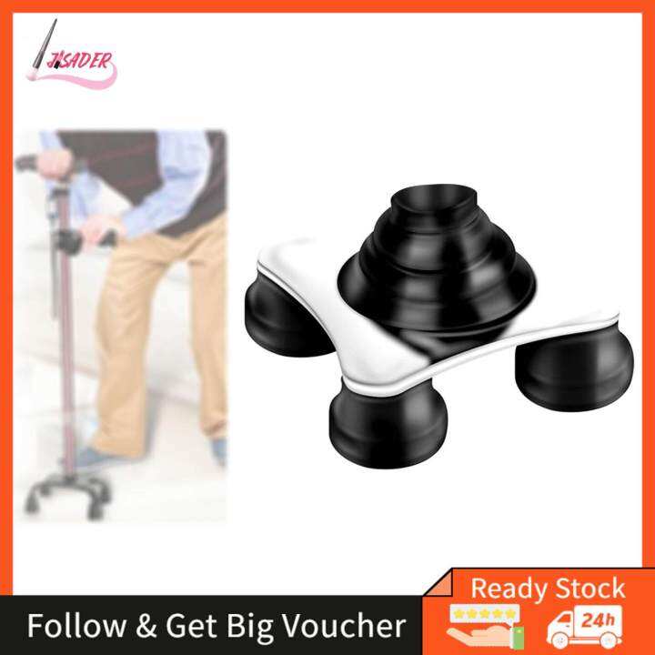 JISADER Cane Tip Heavy Duty with Quad Support Rubber Feet Base Quad