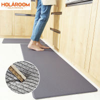 Kitchen Mat PU Leather Floor Mats Waterproof Oil Proof Anti Skid Plaid PVC Carpet Balcony Corridor Home Decor Entrance Doormat