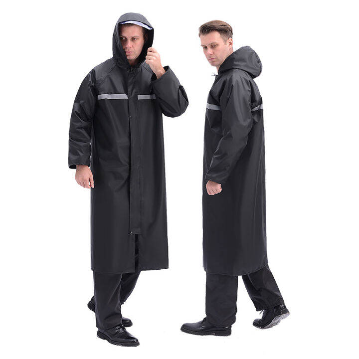 Straight black Oxford cloth one-piece raincoat Adult long windbreaker