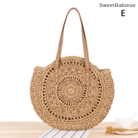 ✨[Sweet] ถุงหาดฟางกระเป๋าถือกระเป๋าถือ Hobo Summer handwoven กระเป๋าสะพายกระเป๋า