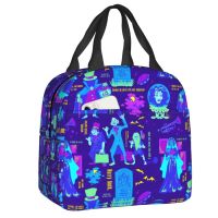 ┋ Happy Haunts Lunch Bag Haunted Mansion Halloween Ghost Thermal Insulated Cooler Bento Box For Women Kids School Picnic Food Bags