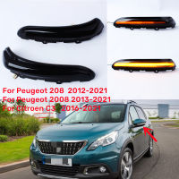 2PCS For Peugeot 208 2008 2012 2013 2014 2015 2016 2017 2018 2019 2020 Citroen C3 Dynamic LED Side Mirror Blinker Flowing Light