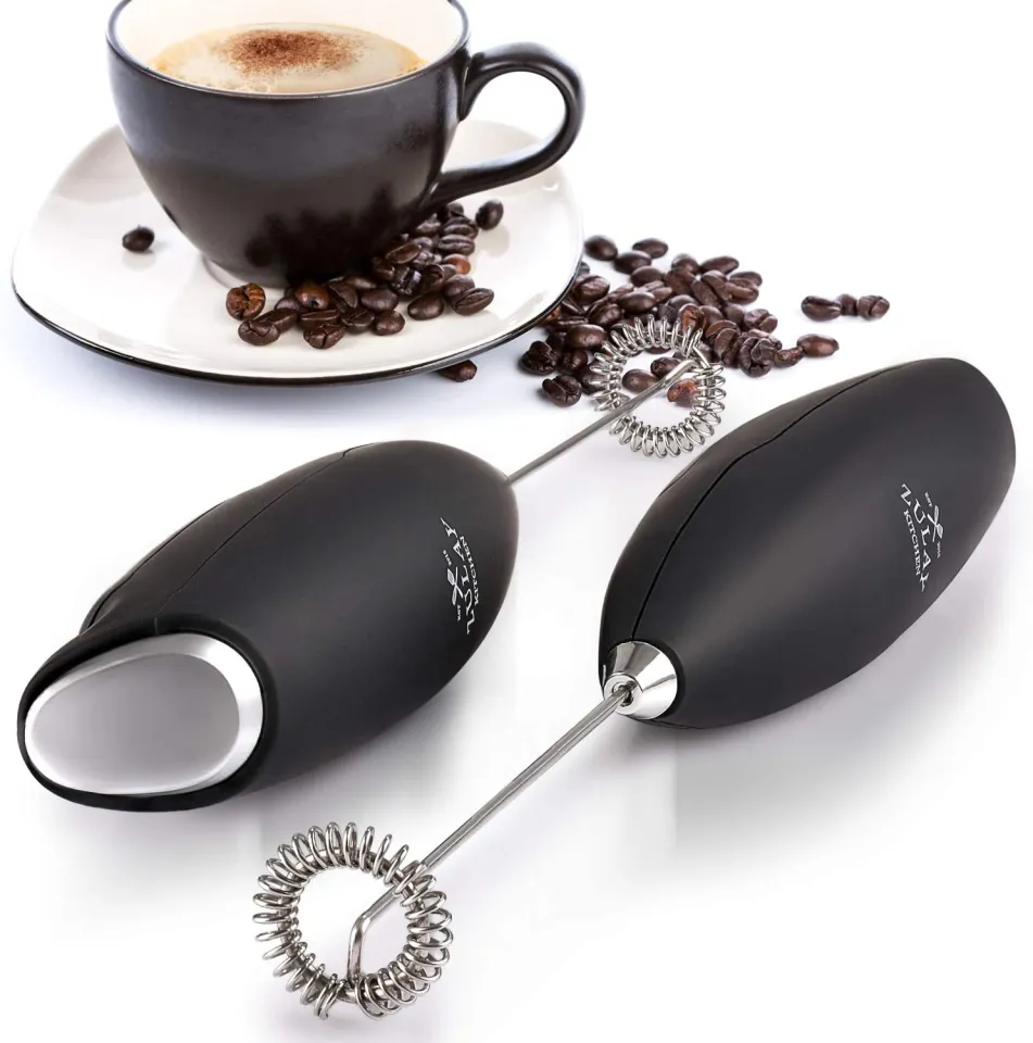 Handheld Milk Frother, Electric Milk Foamer for Coffee, Drink Mixer for Bulletproof Coffee, Lattes, Cappuccinno, Matcha and Hot Chocolate, Black