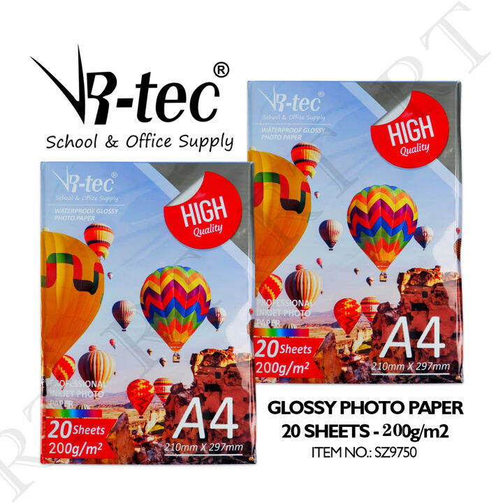 RTEC Glossy Photo Paper A4 Sizes Waterproof 180/200 Gsm 20 Sheets High Glossy Photo Paper
