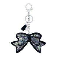 【cw】 gift new Korean flannel rhinestone bow keychain pendant fresh tassel bag accessories car