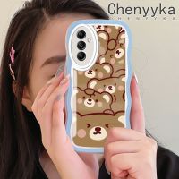 Chenyyka เคสปลอกสำหรับ Samsung A14 5G A14 4G ลายหมีน่ารักแฟชั่นขอบคลื่นดีไซน์ใหม่เคสโทรศัพท์แบบใสนิ่มกันกระแทกหลากสีเคสป้องกันเลนส์กล้องซิลิโคนใส